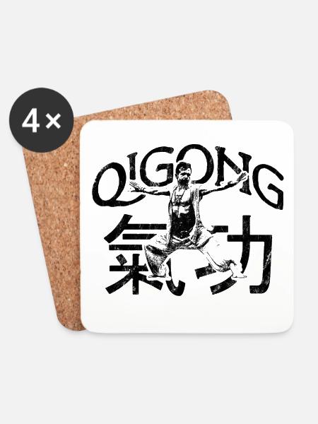 Qigong Energy Exercise Design - Coasters (set of 4) - white