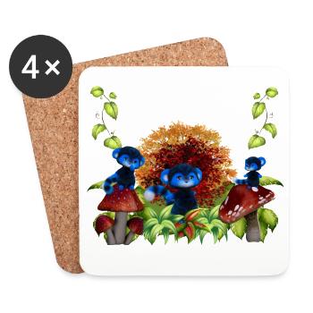 Herbstwald-Blaue Affen - Untersetzer (4er-Set) - Weiß - Vorne