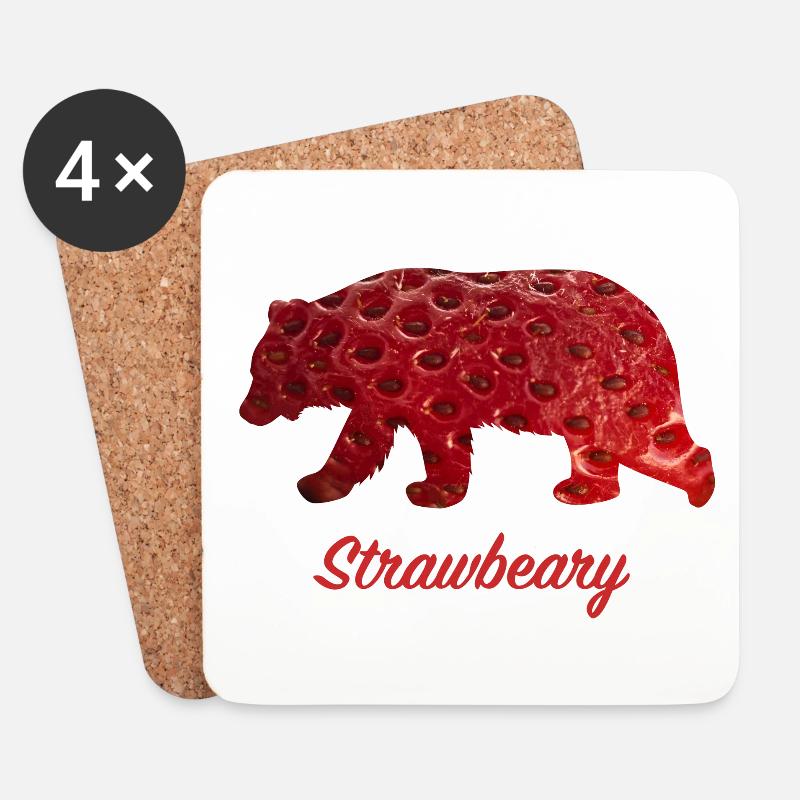 Strawbeary - Untersetzer (4er-Set) - Weiß