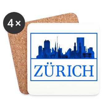 Zurich Skyline Blue Silhouette - Coasters (set of 4) - white - Front