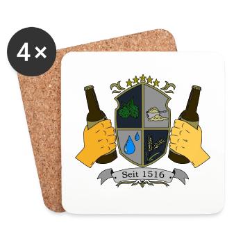 Deutsches Reinheitsgebot1516 Hopfen, Malz, Hefe - Untersetzer (4er-Set) - Weiß - Vorne