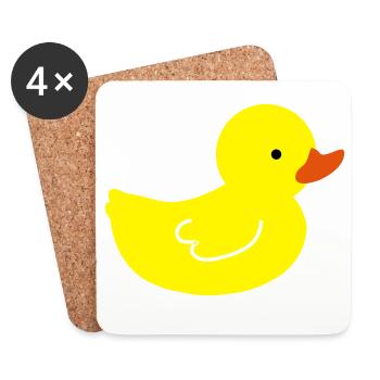 Cheerful Rubber Duck: A Touch of Yellow - Coasters (set of 4) - white - Front