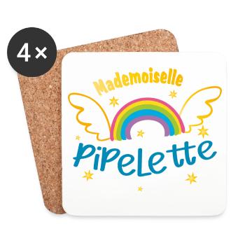Mademoiselle pipelette - Dessous de verre (lot de 4) - blanc - Devant