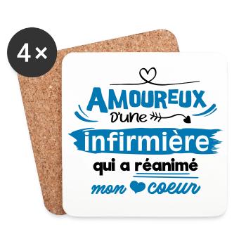 Amoureux d'une infirmière ! humour - Dessous de verre (lot de 4) - blanc - Devant