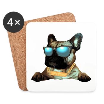 Frenchie, Bully, französische Bulldogge, süße Hund - Untersetzer (4er-Set) - Weiß - Vorne