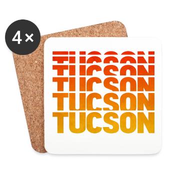 Tucson Gradient Block Typo - Coasters (set of 4) - white - Front