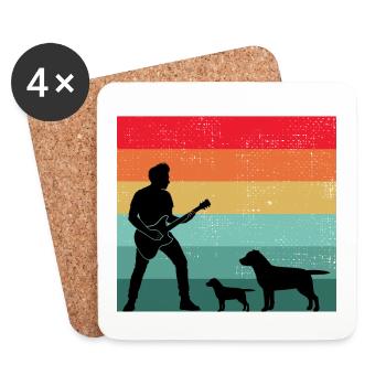 Guitar Player Pet Dog Animal Musician Bassist - Coasters (set of 4) - white - Front