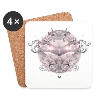 Un papillon céleste de nuages délicats - Dessous de verre (lot de 4) - blanc - Devant
