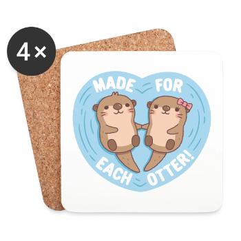 De jolies loutres faites pour chaque Saint-Valentin de loutre - Dessous de verre (lot de 4) - blanc - Devant
