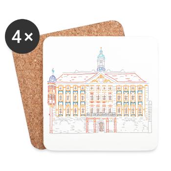 Rathaus Coburg , Bayern, Wahrzeichen, Deutschland - Untersetzer (4er-Set) - Weiß - Vorne