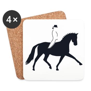 Cavalier de dressage moderne - grand motif de dressage - Dessous de verre (lot de 4) - blanc - Devant