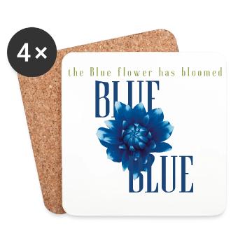 Graphique de fleurs bleues - Dessous de verre (lot de 4) - blanc - Devant