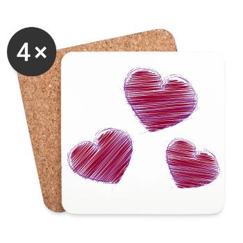 HEART. HEARTS. SAINT VALENTINE. LOVE. LOVE. CHRISTMAS - Coasters (set of 4) - white - Front