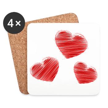 HEART. HEARTS. SAINT VALENTINE. LOVE. LOVE. CHRISTMAS - Coasters (set of 4) - white - Front
