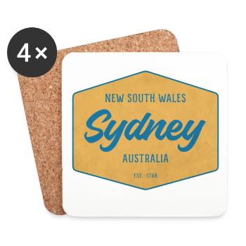 Sydney Vintage Destination Badge - Coasters (set of 4) - white - Front