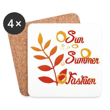 Palmier Soleil Été Mode Cadeaux Cadeaux - Dessous de verre (lot de 4) - blanc - Devant