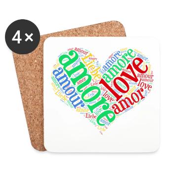 t-shirt love love love love Liebe Liebe word cloud - Untersetzer (4er-Set) - Weiß - Vorne