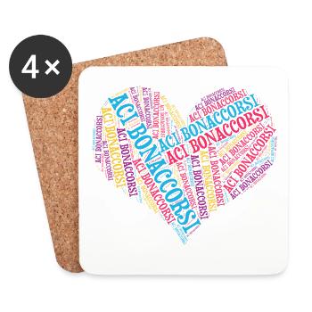 Sicily t-shirt Aci Bonaccorsi heart world cloud - Coasters (set of 4) - white - Front