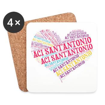 Sicile Aci Sant Antonio t-shirt nuage de mots - Dessous de verre (lot de 4) - blanc - Devant