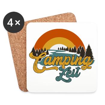 Camper Campingzeit Wohnwagen Grillen Urlaub - Untersetzer (4er-Set) - Weiß - Vorne
