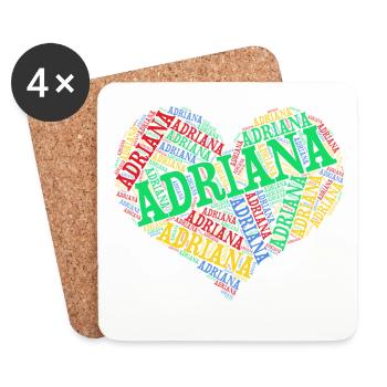 t shirt Adriana t-shirt word cloud heart - Coasters (set of 4) - white - Front