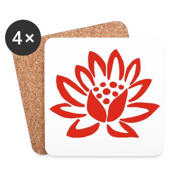 Roter Lotus und die Natur - Untersetzer (4er-Set) - Weiß - Vorne