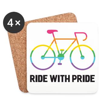 LGBTQ Cyclist - Ride With Pride - Coasters (set of 4) - white - Front