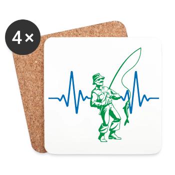 Heartbeat Angler Fishing | Colors changeable - Coasters (set of 4) - white - Front
