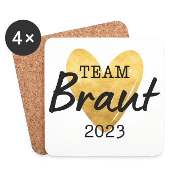 Team Braut 2023 goldenes Herz - Untersetzer (4er-Set) - Weiß - Vorne