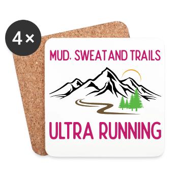 Ultra Running - Schlamm, Schweiß und Trails - Untersetzer (4er-Set) - Weiß - Vorne