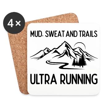 Ultra Running - Schlamm, Schweiß und Trails - Untersetzer (4er-Set) - Weiß - Vorne
