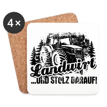 Landwirt und stolz darauf - Traktor - Bauer - Untersetzer (4er-Set) - Weiß - Vorne