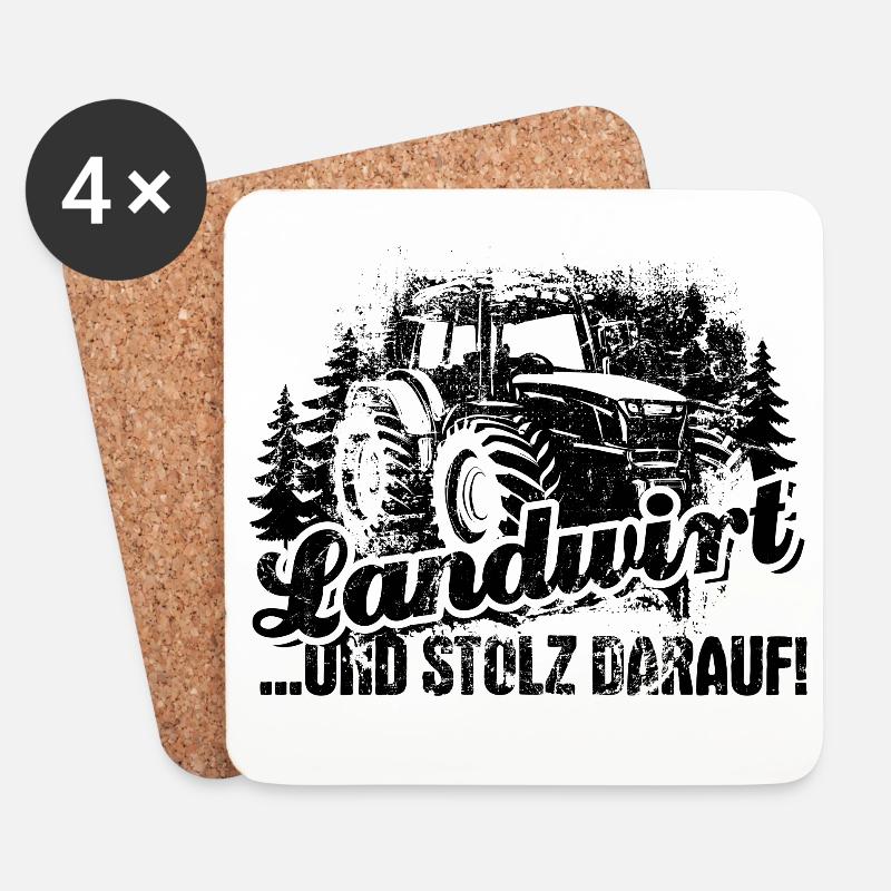 Landwirt und stolz darauf - Traktor - Bauer - Untersetzer (4er-Set) - Weiß