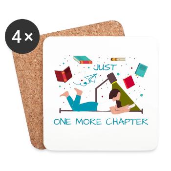 Just one more chapter funny reading quote - Coasters (set of 4) - white - Front