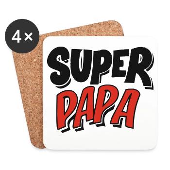 Design BD : 'Super Papa' en Bulle Comic - Dessous de verre (lot de 4) - blanc - Devant