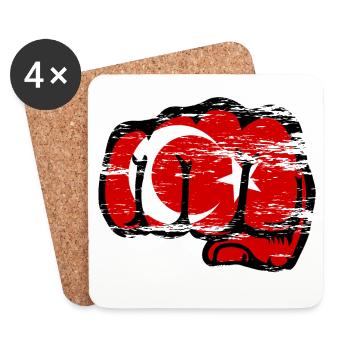 Türkei Flagge Hand Faust used - Untersetzer (4er-Set) - Weiß - Vorne