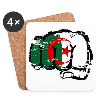 Algeria Flag Hand Fist Used - Coasters (set of 4) - white - Front