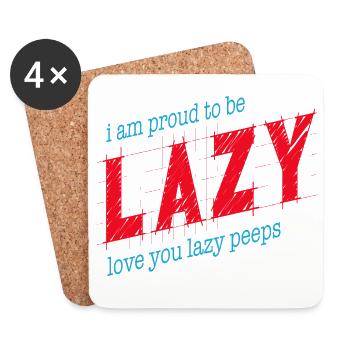 Proud to be lazy - Coasters (set of 4) - white - Front
