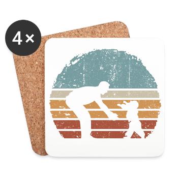 Sunset Parent and Child Silhouette - Coasters (set of 4) - white - Front