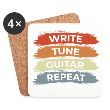 Dicton de guitariste motivateur - Dessous de verre (lot de 4) - blanc - Devant
