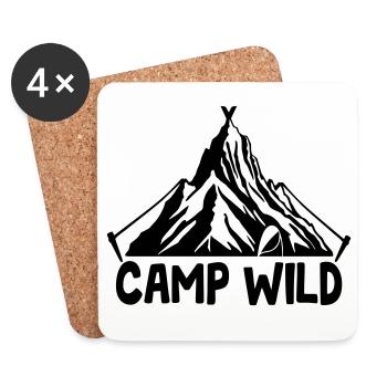 Camp Wild - Bergzelt [Schwarz] - Untersetzer (4er-Set) - Weiß - Vorne