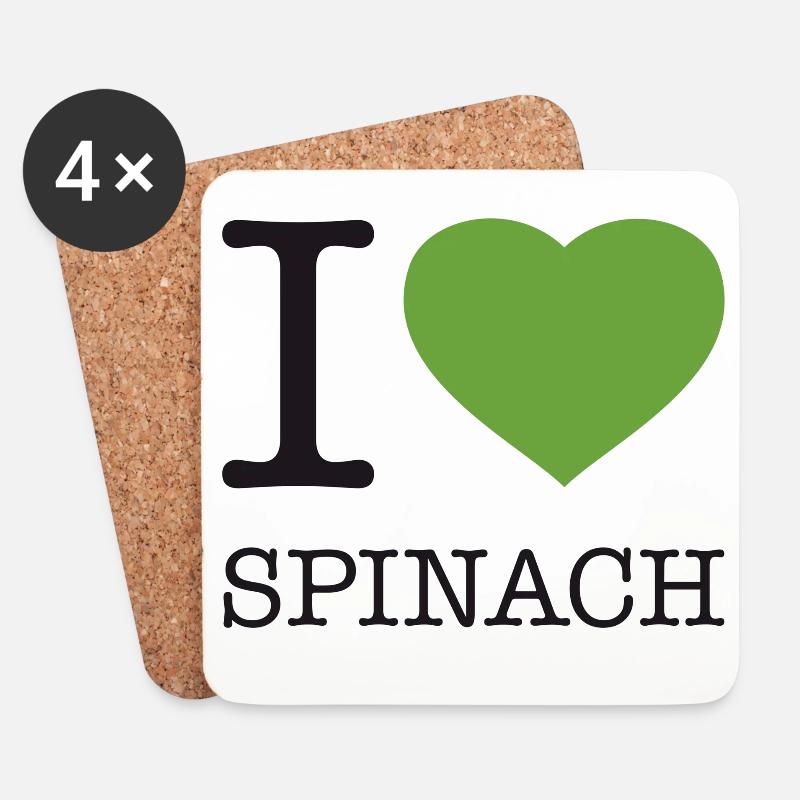 I LOVE SPINACH Spinat - Untersetzer (4er-Set) - Weiß