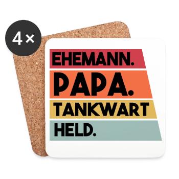 Ehemann Papa Tankwart Held - Untersetzer (4er-Set) - Weiß - Vorne