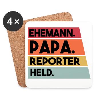 Ehemann Papa Reporter Held - Untersetzer (4er-Set) - Weiß - Vorne