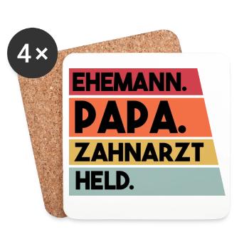 Ehemann Papa Beruf Zahnarzt Held - Untersetzer (4er-Set) - Weiß - Vorne
