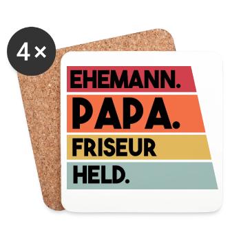 Ehemann Papa Friseur Held - Untersetzer (4er-Set) - Weiß - Vorne