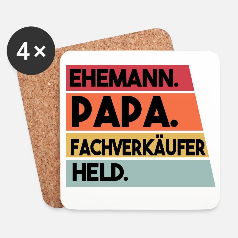 Ehemann Papa Fachverkäufer Held - Untersetzer (4er-Set) - Weiß
