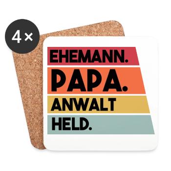 Ehemann Papa Anwalt Held - Untersetzer (4er-Set) - Weiß - Vorne