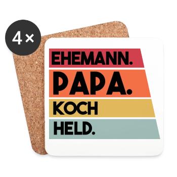 Ehemann Papa Koch Held - Untersetzer (4er-Set) - Weiß - Vorne