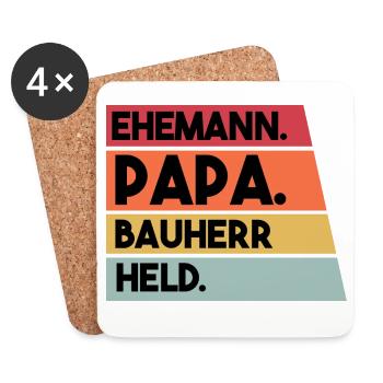 Ehemann Papa Bauherr Held - Untersetzer (4er-Set) - Weiß - Vorne